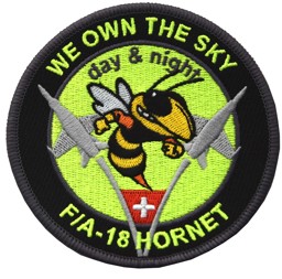 Picture of F/A-18 Hornet Swiss Air Force Patch, we own the sky-day and night