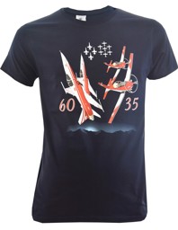 Image de T-Shirt 60éme anniversaire Patrouille Suisse et 35 ans PC-7 TEAM pour les adultes bleu marine