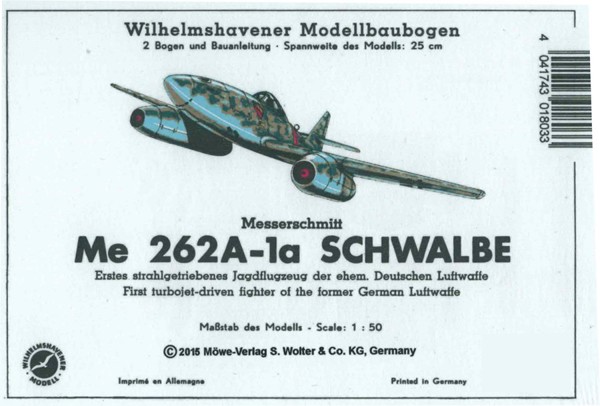 Bild von Me 262A-1a Schwalbe Modellbaubogen (Karton)