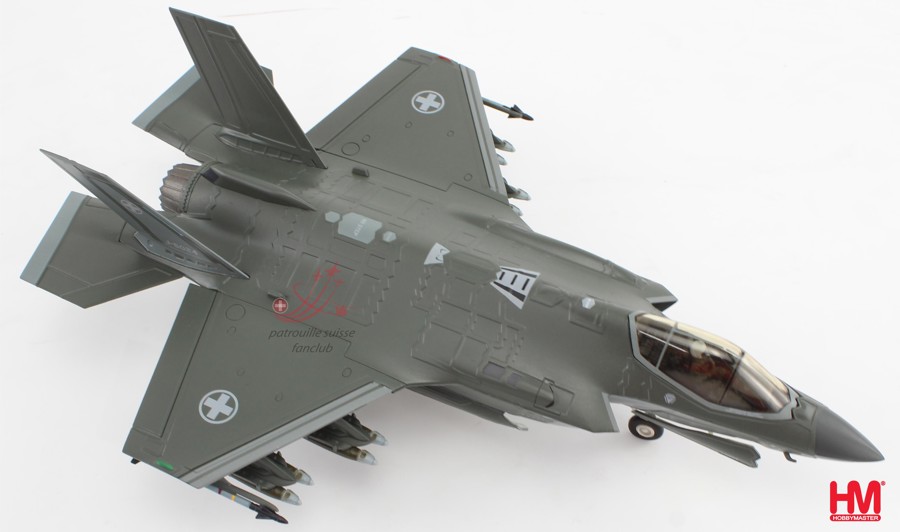 Bild von F-35A Lightning Schweizer Luftwaffe. Hobbymaster Metallmodell 1:72 HA4438. Neue Version mit dem DRAG CHUTE POD. VORANKÜNDIGUNG. LIEFERBAR MITTE Juni 2024